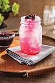 Blueberry lemonade in mason jar