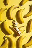 Bananas flatlay, view from above