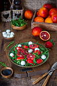 Blood orange with bocconcini and tomatoes