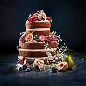 Weddingcake with almond cake, raspberrie butter creme and raspberrie filling