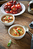 Gazpacho in small soup bowls