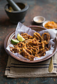 Fried squid with lime and mango chutney