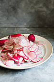 Sliced radishes