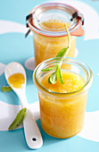 Jars of coconut and passion fruit jam
