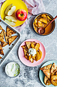 Sweet nachos with apple compote