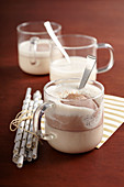 Hot white chocolate with cocoa cream and gingerbread spices