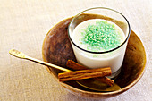 Sahlab - warm milk drink from Egypt with cinnamon and cornstarch