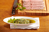 Salsa Verde served with cold roast beef