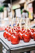 Toffee apples drying