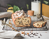 Banana bread with chocolate chips and lemon