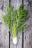 Fresh fennel on a wooden surface
