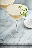Pineapple egg white fizz cocktail with rum
