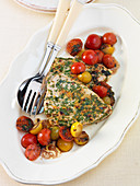 Herb tuna steaks with roasted tomatoes