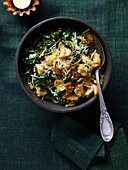 Creamed kale with Parmesan crumbs