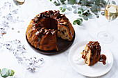 Festive bundt cake with dates and salted caramel