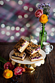 Blueberry and quark crumble cake slices