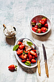 Frische Erdbeeren mit Vanilleeis