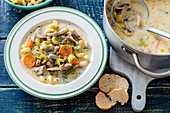 Mushroom soup with pasta