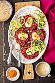 Beetroot and barley fritters