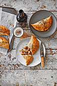 Venison, stilton and rosemary pasties