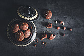 Chocolate hazelnut biscuits with chocolate spread cream