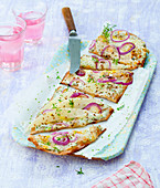 Tarte with red onions and pear