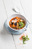 Oriental aubergine and chickpea stew