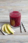 A beetroot smoothie with mango