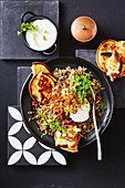One-pan lamb and lentil biryani with caramelized onion