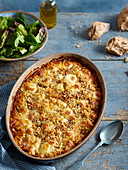 Vegeterian Cheese Aubergine Bake With Mixed Salad