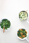 A trio of sides made with spinach