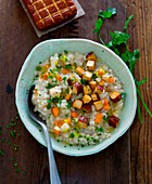Risotto with vegetables and smoked tofu