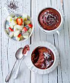 Chocolate mousse and chia fruit bowl