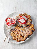Bergisch chocolate waffles with strawberry cream