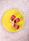 Strawberry ice cream popsicle lolly pops