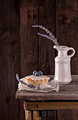 Muffin with bluberry decorated with lavender
