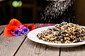 Poppy seed orzo pasta with icing sugar from Waldviertel in Austria