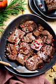 Chocolate brownies with pomegranate seeds