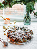 Star bread with poppy seeds and almonds
