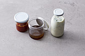 Sauces in storage jars