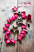 Garland of numbered, red felt Christmas trees