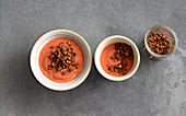 Strawberry smoothie bowls with chocolate granola