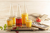 Various juices (apple, currant, orange)