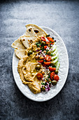 Hummus loaded with vegetables