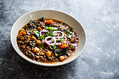 Vegan lentil spicy soup