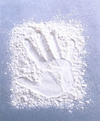 Handprint in flour