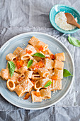 Pasta with bell peppers creamy sauce
