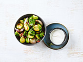 Roasted Brussels sprouts with pork belly