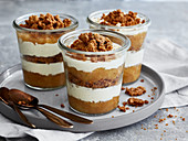 Apple crumble cheesecake in a glass