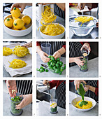 Zucchininudeln mit Pesto zubereiten